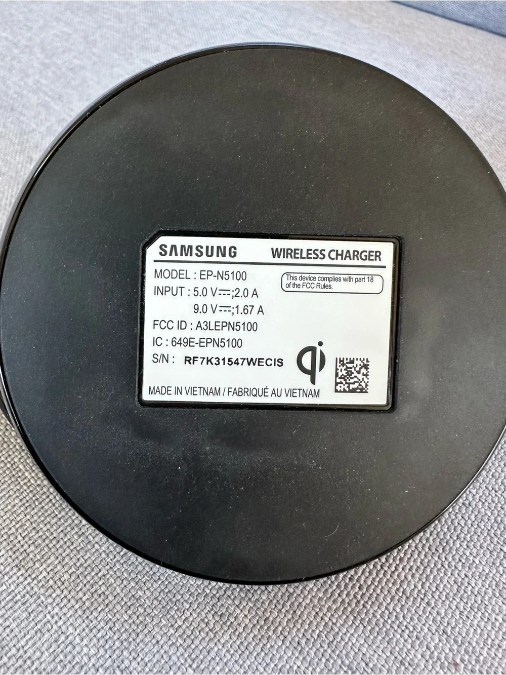 Samsung Wireless Charger Model EP-N5100 No Cable or Charger